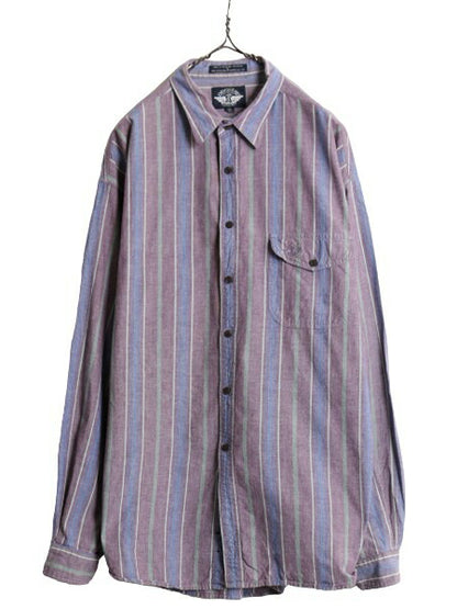 90s ドッカーズ リーバイス オックスフォード ストライプ 長袖 シャツ メンズ L / 90年代 オールド LEVIS DOCKERS コットン ポケット付き