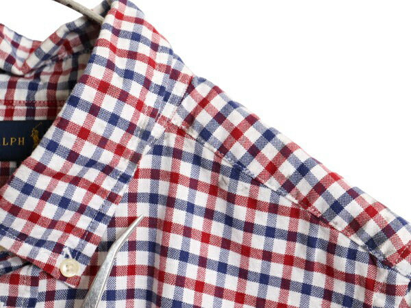 ラルフローレン ギンガム チェック オックスフォード 長袖 ボタンダウン シャツ ボーイズ L メンズ XS 程/ ポロ 長袖シャツ BD ワイシャツ