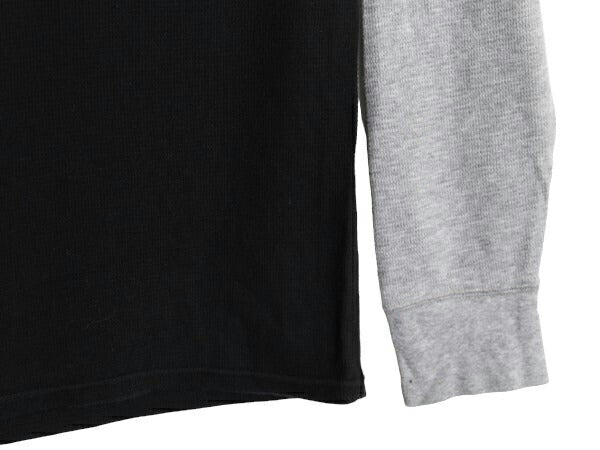 ポロ ラルフローレン サーマル 長袖 Tシャツ メンズ L / 古着 ロンT ワッフル ワンポイント ロゴ カットソー 長袖Tシャツ ツートン 黒 灰
