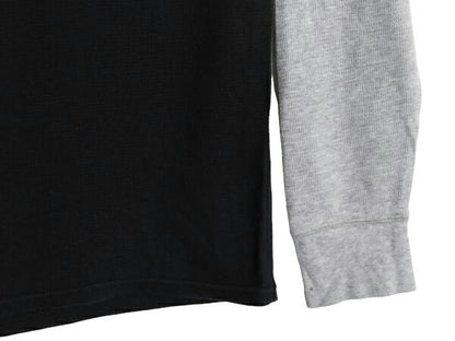 ポロ ラルフローレン サーマル 長袖 Tシャツ メンズ L / 古着 ロンT ワッフル ワンポイント ロゴ カットソー 長袖Tシャツ ツートン 黒 灰