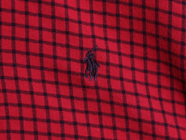 00s ラルフローレン チェック ボタンダウン フランネル シャツ メンズ L / 古着 00年代 オールド ポロ 長袖シャツ ネルシャツ ワンポイント