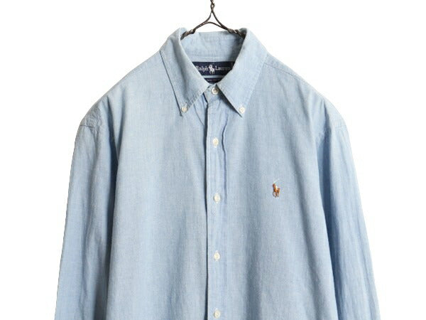 90s THE BIG SHIRT ラルフローレン ボタンダウン 長袖 シャンブレー シャツ メンズ L / 90年代 オールド ポロ 100% コットン 長袖シャツ BD