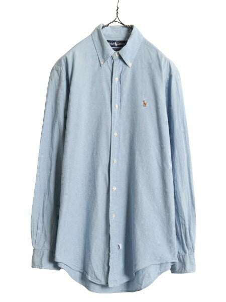 90s THE BIG SHIRT ラルフローレン ボタンダウン 長袖 シャンブレー シャツ メンズ L / 90年代 オールド ポロ 100% コットン 長袖シャツ BD