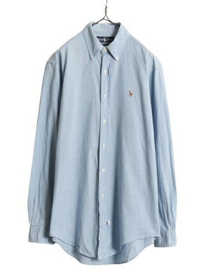 90s THE BIG SHIRT ラルフローレン ボタンダウン 長袖 シャンブレー シャツ メンズ L / 90年代 オールド ポロ 100% コットン 長袖シャツ BD