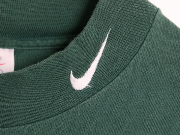 90s USA製 ナイキ モックネック 長袖 Tシャツ メンズ L / 古着 90年代 オールド ロンT スウッシュ ハイネック ヘビーウェイト ワンポイント