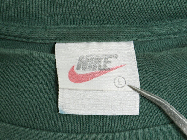 90s USA製 ナイキ モックネック 長袖 Tシャツ メンズ L / 古着 90年代 オールド ロンT スウッシュ ハイネック ヘビーウェイト ワンポイント