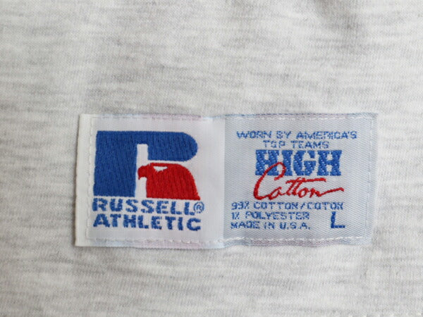 90s USA製 ラッセル モックネック カレッジ プリント 長袖 Tシャツ メンズ L / 90年代 オールド RUSSELL ロンT ヘビーウェイト カットソー