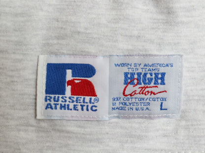 90s USA製 ラッセル モックネック カレッジ プリント 長袖 Tシャツ メンズ L / 90年代 オールド RUSSELL ロンT ヘビーウェイト カットソー