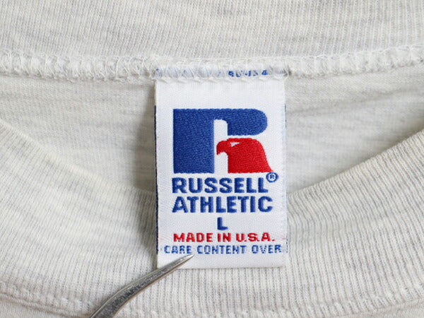 90s USA製 ラッセル モックネック カレッジ プリント 長袖 Tシャツ メンズ L / 90年代 オールド RUSSELL ロンT ヘビーウェイト カットソー