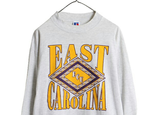 90s USA製 ラッセル モックネック カレッジ プリント 長袖 Tシャツ メンズ L / 90年代 オールド RUSSELL ロンT ヘビーウェイト カットソー