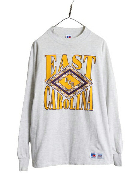 90s USA製 ラッセル モックネック カレッジ プリント 長袖 Tシャツ メンズ L / 90年代 オールド RUSSELL ロンT ヘビーウェイト カットソー