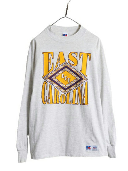 90s USA製 ラッセル モックネック カレッジ プリント 長袖 Tシャツ メンズ L / 90年代 オールド RUSSELL ロンT ヘビーウェイト カットソー