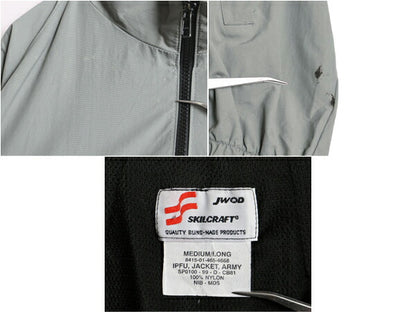 90s 99年製 米軍実物 US ARMY ナイロン トレーニング ジャケット MEDIUM LONG 古着 オールド 軍物 IPFU ミリタリー ブルゾン ジャンパー 灰
