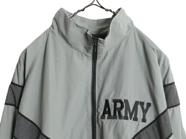 90s 99年製 米軍実物 US ARMY ナイロン トレーニング ジャケット MEDIUM LONG 古着 オールド 軍物 IPFU ミリタリー ブルゾン ジャンパー 灰
