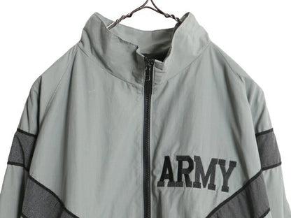 90s 99年製 米軍実物 US ARMY ナイロン トレーニング ジャケット MEDIUM LONG 古着 オールド 軍物 IPFU ミリタリー ブルゾン ジャンパー 灰