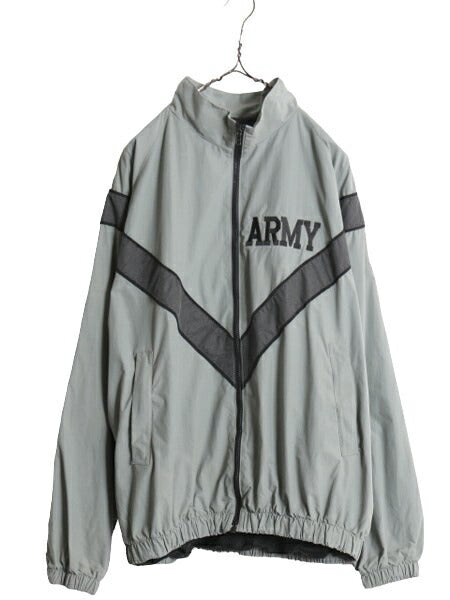 90s 99年製 米軍実物 US ARMY ナイロン トレーニング ジャケット MEDIUM LONG 古着 オールド 軍物 IPFU ミリタリー ブルゾン ジャンパー 灰