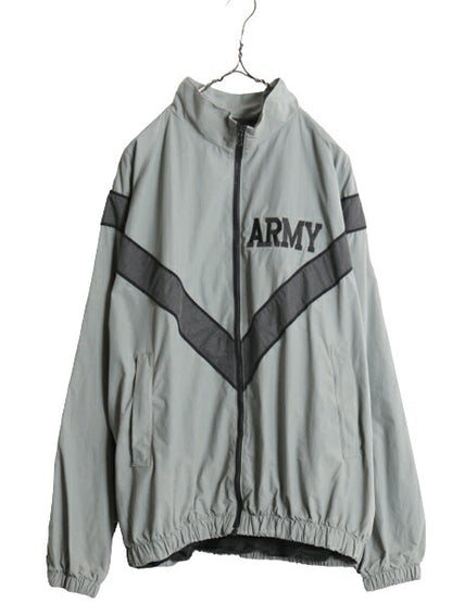90s 99年製 米軍実物 US ARMY ナイロン トレーニング ジャケット MEDIUM LONG 古着 オールド 軍物 IPFU ミリタリー ブルゾン ジャンパー 灰