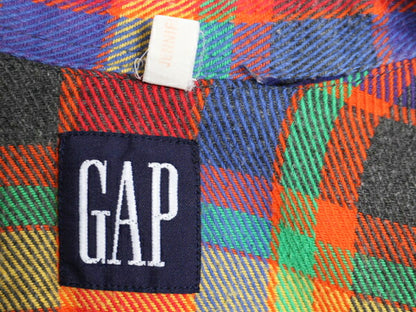 90s OLD GAP チェック ボタンダウン フランネル シャツ メンズ M 程/ 古着 90年代 オールド ギャップ 長袖シャツ ポケット付き ネルシャツ