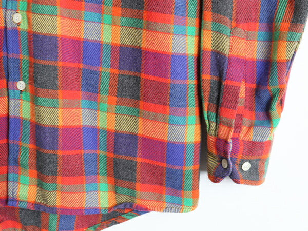 90s OLD GAP チェック ボタンダウン フランネル シャツ メンズ M 程/ 古着 90年代 オールド ギャップ 長袖シャツ ポケット付き ネルシャツ
