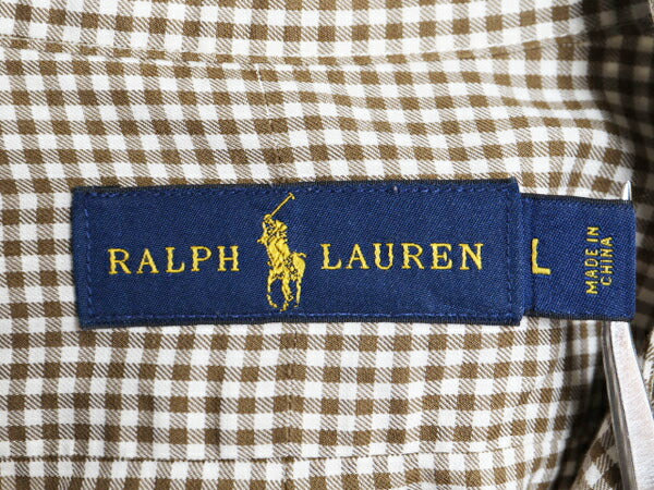 ラルフローレン ギンガム チェック 長袖 ボタンダウン シャツ メンズ L / 古着 ポロ 長袖シャツ ワンポイント ワイシャツ ツートン Yシャツ
