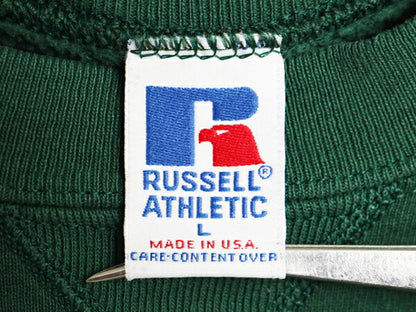 90s USA製 ラッセル 無地 スウェット メンズ レディース L / 古着 90年代 オールド RUSSELL トレーナー 前V 裏起毛 スエット クルーネック