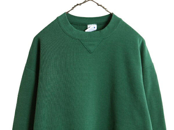 90s USA製 ラッセル 無地 スウェット メンズ レディース L / 古着 90年代 オールド RUSSELL トレーナー 前V 裏起毛 スエット クルーネック