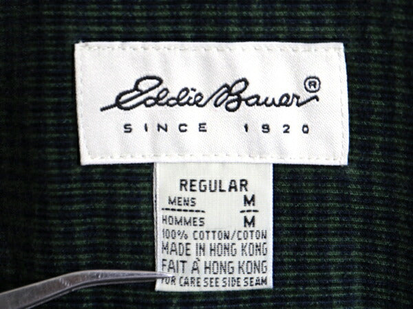 90s エディーバウアー コーデュロイ 長袖 ボタンダウン シャツ メンズ M 古着 90年代 オールド Eddie Bauer 長袖シャツ チェック ツートン