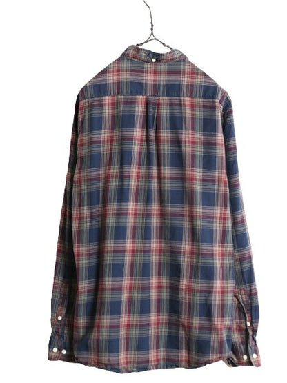 バブアー チェック 3点留め 長袖 ボタンダウン シャツ メンズ L / 古着 Barbour 長袖シャツ BD ワンポイント ポケット付き マルチカラー