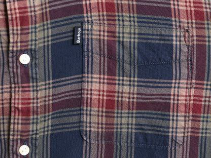 バブアー チェック 3点留め 長袖 ボタンダウン シャツ メンズ L / 古着 Barbour 長袖シャツ BD ワンポイント ポケット付き マルチカラー