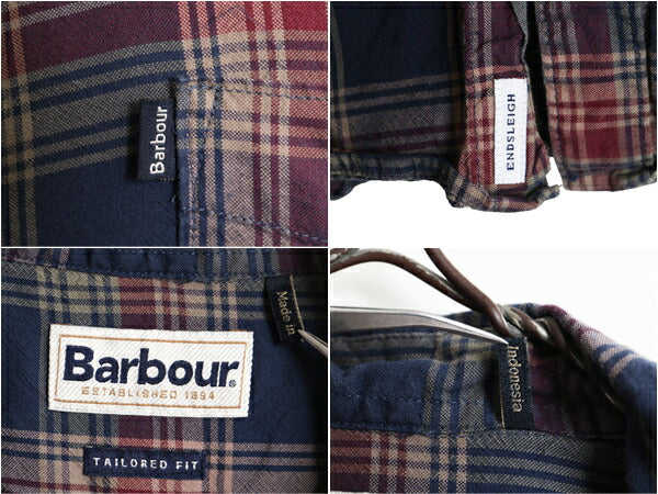 バブアー チェック 3点留め 長袖 ボタンダウン シャツ メンズ L / 古着 Barbour 長袖シャツ BD ワンポイント ポケット付き マルチカラー