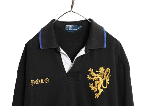 90s ポロ ラルフローレン 長袖 ラガー シャツ メンズ XL / 90年代 オールド ラグビーシャツ 長袖シャツ ヘビーウェイト コットン ツートン