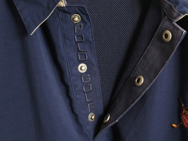 90s ポロ ゴルフ ラルフローレン スムース 素材 プルオーバー ジャケット メンズ XL / スイングトップ POLO GOLF ブルゾン 大きいサイズ 紺
