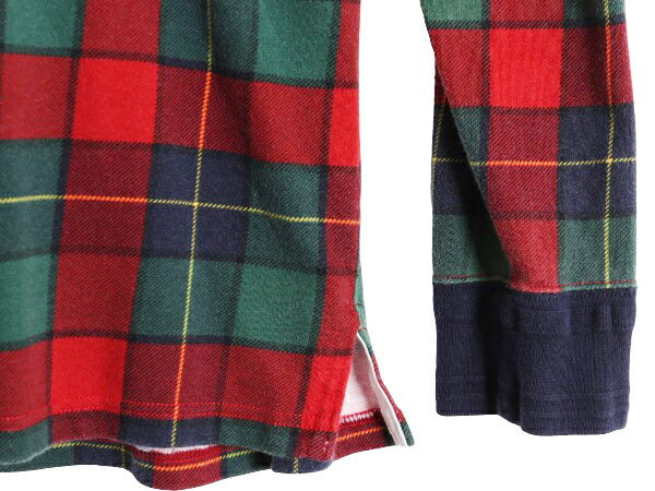 ビッグポニー ポロ ラルフローレン チェック 長袖 ラガーシャツ メンズ XL / 長袖シャツ ラグビー ヘビーウェイト コットン 大きいサイズ