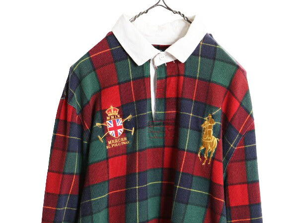 ビッグポニー ポロ ラルフローレン チェック 長袖 ラガーシャツ メンズ XL / 長袖シャツ ラグビー ヘビーウェイト コットン 大きいサイズ