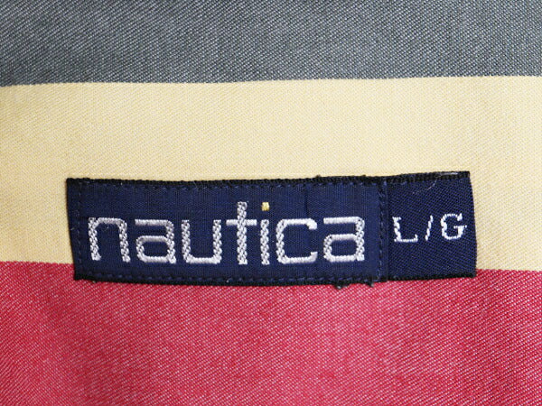 90s ノーティカ ストライプ 長袖 ボタンダウン シャツ メンズ L 90年代 オールド NAUTICA コットン 長袖シャツ ポケット付き マルチカラー
