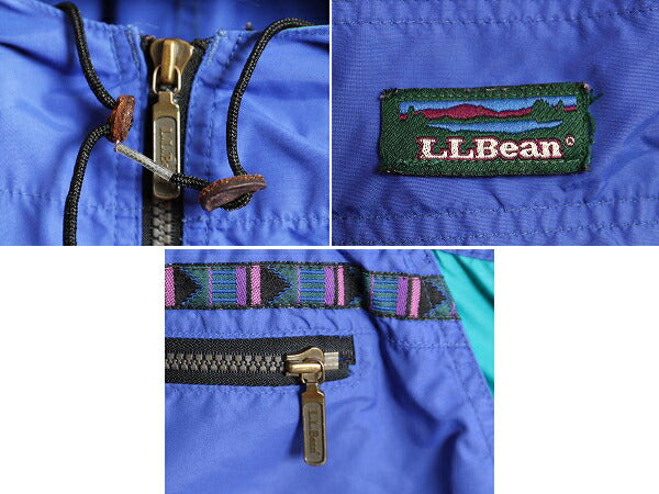 80s USA製 エルエルビーン ナイロン アノラック パーカー ジャケット メンズ L 程 80年代 ヴィンテージ LLBEAN アウトドア ハーフジップ 青
