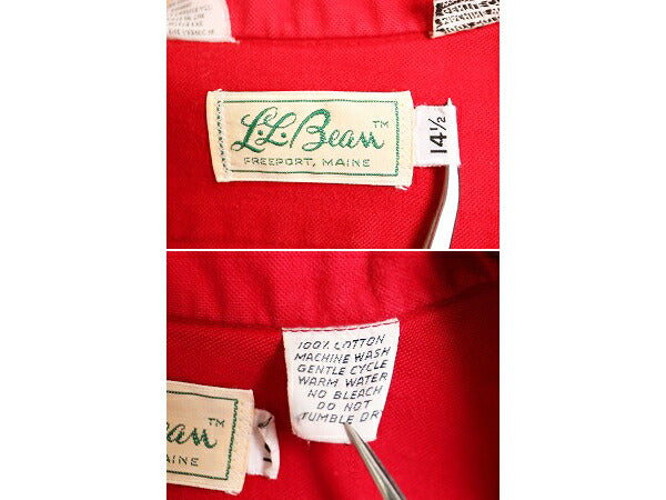 70s 筆記体タグ エルエルビーン コットン シャモア クロス シャツ メンズ S 程 70年代 ヴィンテージ LLBean 長袖シャツ ネルシャツ ネル 赤