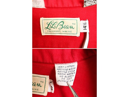 70s 筆記体タグ エルエルビーン コットン シャモア クロス シャツ メンズ S 程 70年代 ヴィンテージ LLBean 長袖シャツ ネルシャツ ネル 赤
