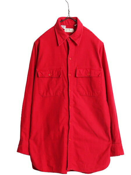 70s 筆記体タグ エルエルビーン コットン シャモア クロス シャツ メンズ S 程 70年代 ヴィンテージ LLBean 長袖シャツ ネルシャツ ネル 赤
