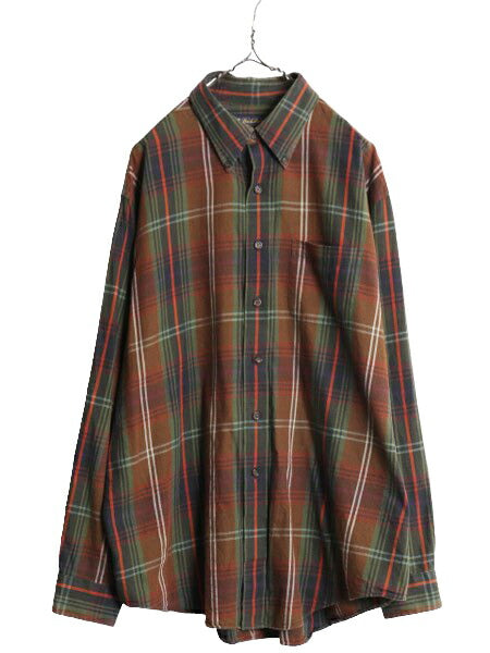 ブルックスブラザーズ チェック 長袖 ボタンダウン シャツ メンズ XL / 古着 Brooks Brothers フランネル マルチカラー コットン ウール BD
