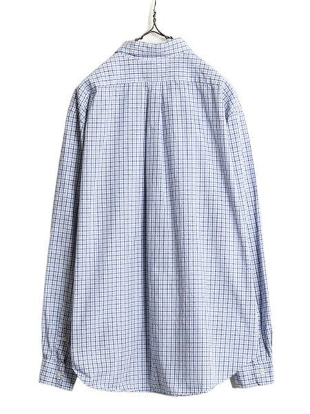 90s ラルフローレン チェック 長袖 ボタンダウン シャツ メンズ XL / 古着 90年代 オールド ポロ 長袖シャツ ワイシャツ ワンポイント BD
