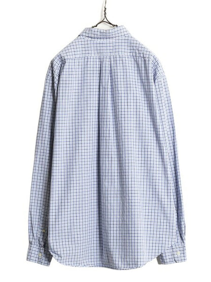 90s ラルフローレン チェック 長袖 ボタンダウン シャツ メンズ XL / 古着 90年代 オールド ポロ 長袖シャツ ワイシャツ ワンポイント BD