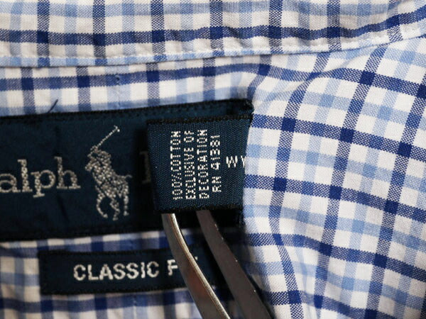 90s ラルフローレン チェック 長袖 ボタンダウン シャツ メンズ XL / 古着 90年代 オールド ポロ 長袖シャツ ワイシャツ ワンポイント BD
