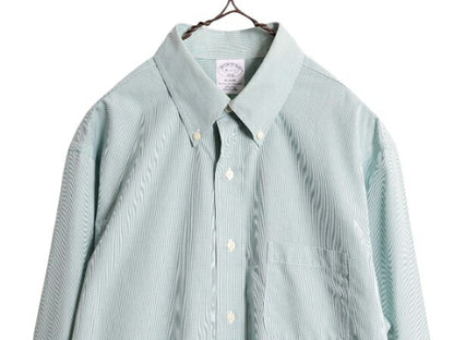 ブルックスブラザーズ チェック 長袖 ボタンダウン シャツ メンズ L 程/ Brooks Brothers ノーアイロン ワイシャツ ポケット付き ツートン