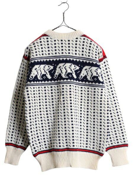 80s エルエルビーン ノルディック ウール ニット セーター メンズ レディース S 程/ ヴィンテージ LLBEAN バーズアイ フェアアイル 総柄 白