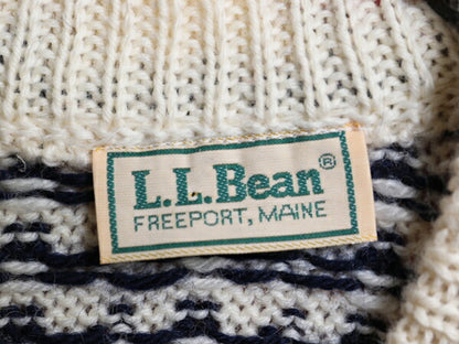 80s エルエルビーン ノルディック ウール ニット セーター メンズ レディース S 程/ ヴィンテージ LLBEAN バーズアイ フェアアイル 総柄 白