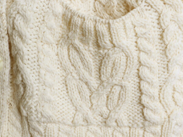 アイルランド製 aran crafts フィッシャーマン メリノ ウール ニット カーディガン レディース M / 古着 ケーブル セーター アラン 前開き