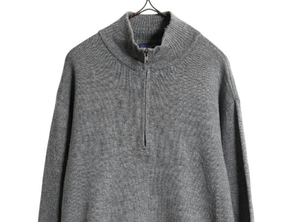 パタゴニア ハーフジップ ラム ウール ニット セーター メンズ L 11年製 古着 Patagonia アウトドア ハイネック 無地 薄手 ワンポイント 灰