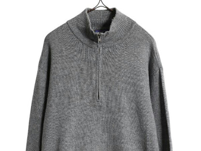 パタゴニア ハーフジップ ラム ウール ニット セーター メンズ L 11年製 古着 Patagonia アウトドア ハイネック 無地 薄手 ワンポイント 灰