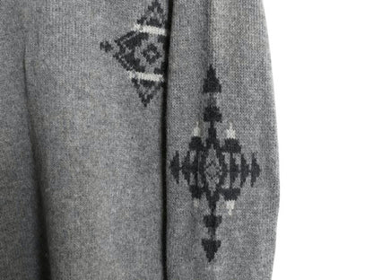 ペンドルトン ネイティブ 総柄 ウール ニット セーター メンズ S 古着 PENDLETON ミドルゲージ モックネック デザイン ハイネック グレー